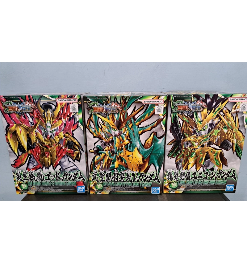 炎皇張飛神鋼彈#32+武聖關羽Nu 鋼彈#34+龍賢劉備獨角獸鋼彈#33